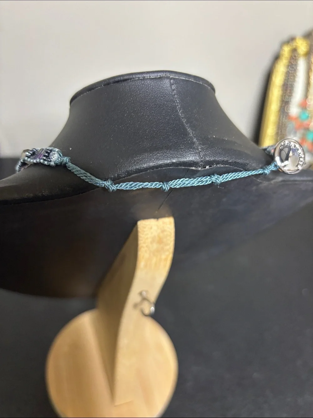 Chloe + Isabel Boho Glass Silver-Tone Beaded Necklace Blue Accent Straps Chain
